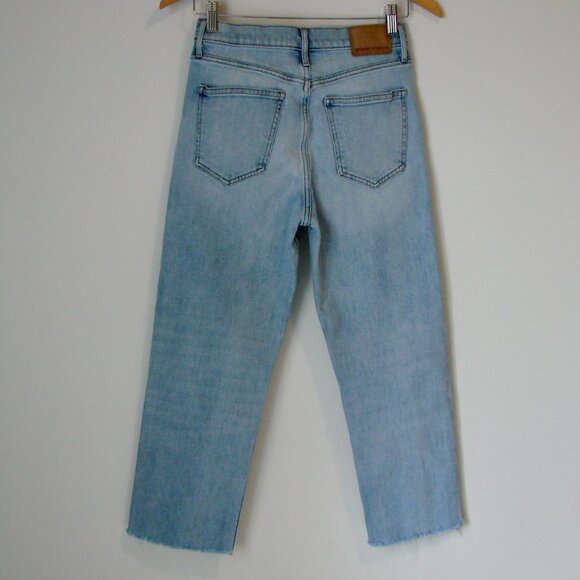 Aritzia Denim Forum Arlo High Rise Straight Jeans Raw Hem Organic Cotton Size 27 - Picture 9 of 13
